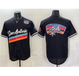 Men's San Antonio Spurs Team Big Logo Black USA 250' Patch City Edition Stitched Baseball Jersey