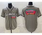 Men's San Antonio Spurs Team Big Logo Gray USA 250' Patch Stitched Baseball Jersey