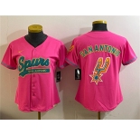 Women's San Antonio Spurs Team Big Logo Pink Stitched Baseball Jersey
