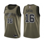 Youth Nike San Antonio Spurs #16 Pau Gasol Swingman Green Salute to Service NBA Jersey