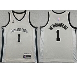 Youth San Antonio Spurs #1 Victor Wembanyama Silver 2025 Statement Edition Stitched Jersey