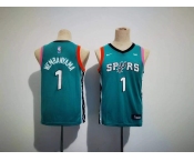 Youth San Antonio Spurs #1 Victor Wembanyama Teal City Edition Stitched Jersey