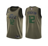 Men Nike Utah Jazz #12 John Stockton Green Salute to Service NBA Swingman Jersey