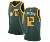 Men's Nike Utah Jazz #12 John Stockton Green Swingman Jersey - Earned Edition