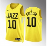 Men's Utah Jazz #10 Jason Preston Yellow Association Edition Stitched Basketball Jersey