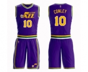 Men's Utah Jazz #10 Mike Conley Authentic Purple Basketball Suit Jersey