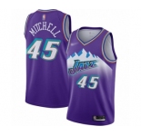 Men's Utah Jazz #45 Donovan Mitchell Authentic Purple Hardwood Classics Basketball Jersey