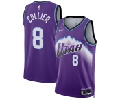 Men's Utah Jazz #8 Isaiah Collier Purple 2025 Icon Edition Stitched Basketball Jersey