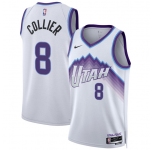 Men's Utah Jazz #8 Isaiah Collier White 2025 Association Edition Stitched Basketball Jersey