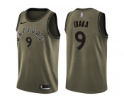 Men Nike Toronto Raptors #9 Serge Ibaka Green Salute to Service NBA Swingman Jersey