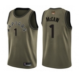 Men's Toronto Raptors #1 Patrick McCaw Swingman Green Salute to Service 2019 Basketball Finals Bound Jersey