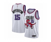 Men's Toronto Raptors #15 Vince Carter Authentic White Hardwood Classics Basketball Jersey