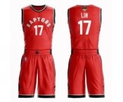 Men's Toronto Raptors #17 Jeremy Lin Authentic Red 2019 Basketball Finals Bound Suit Jersey - Icon Edition