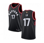 Men's Toronto Raptors #17 Jeremy Lin Swingman Black 2019 Basketball Finals Bound Jersey Statement Edition