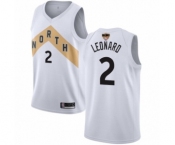 Men's Toronto Raptors #2 Kawhi Leonard Authentic White 2019 Basketball Finals Bound Jersey - City Edition