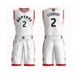 Men's Toronto Raptors #2 Kawhi Leonard Authentic White 2019 Basketball Finals Bound Suit Jersey - Association Edition