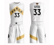 Men's Toronto Raptors #33 Marc Gasol Swingman White 2019 Basketball Finals Bound Suit Jersey - City Edition