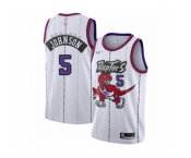 Men's Toronto Raptors #5 Stanley Johnson Authentic White Hardwood Classics Basketball Jersey