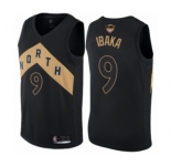 Men's Toronto Raptors #9 Serge Ibaka Swingman Black 2019 Basketball Finals Bound Jersey - City Edition