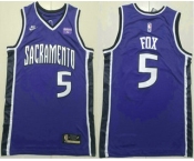 Men's Sacramento Kings #5 DeAaron Fox Purple 2024 City Edition Swingman Sponsor Stitched Jersey