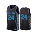 Men's Sacramento Kings Purple #24 Buddy Hield Black City Edition Sactown 2020-21 Stitched Basketball Jersey