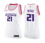 Women's Nike Sacramento Kings #21 Vlade Divac Swingman White Pink Fashion NBA Jersey