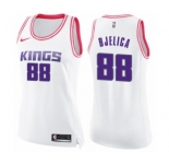 Women's Nike Sacramento Kings #88 Nemanja Bjelica Swingman White Pink Fashion NBA Jersey