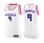 Women's Nike Sacramento Kings #9 Iman Shumpert Swingman White Pink Fashion NBA Jersey