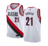 Men's Nike Portland Trail Blazers #21 Noah Vonleh Swingman White Home NBA Jersey - Association Edition