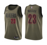 Men's Nike Portland Trail Blazers #23 C.J. Wilcox Swingman Green Salute to Service NBA Jersey