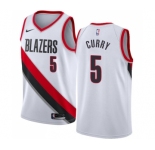 Men's Nike Portland Trail Blazers #5 Seth Curry Authentic White NBA Jersey - Association Edition