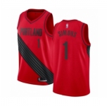 Men's Portland Trail Blazers #1 Anfernee Simons Authentic Red Basketball Jersey Statement Edition