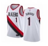 Men's Portland Trail Blazers #1 Anfernee Simons Authentic White Basketball Jersey - Association Edition