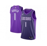 Men Nike Phoenix Suns #1 Devin Booker Authentic Purple NBA Jersey - City Edition