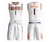 Men's Phoenix Suns #1 Devin Booker Authentic White Basketball Suit Jersey - Association Edition