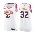 Women's Nike Phoenix Suns #32 Shaquille O'Neal Swingman White Pink Fashion NBA Jersey