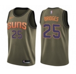 Youth Nike Phoenix Suns #25 Mikal Bridges Swingman Green Salute to Service NBA Jersey