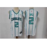 Men Charlotte Hornets #2 Ball Swingman White Stripe NBA Jersey 2020-2021 City Edition