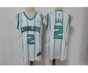 Men Charlotte Hornets #2 Ball Swingman White Stripe NBA Jersey 2020-2021 City Edition