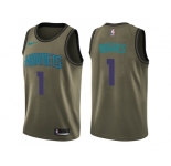Men Nike Charlotte Hornets #1 Muggsy Bogues Green Salute to Service NBA Swingman Jersey