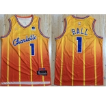 Men's Charlotte Hornets #1 LaMelo Ball Orange 2025-26 City Edition Stitched Basketball Jersey