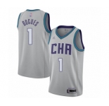 Men's Jordan Charlotte Hornets #1 Muggsy Bogues Swingman Gray Basketball Jersey - 2019-20 City Edition