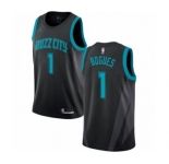 Men's Nike Jordan Charlotte Hornets #1 Muggsy Bogues Swingman Black NBA Jersey - 2018-19 City Edition