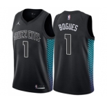 Men's Nike Jordan Charlotte Hornets #1 Muggsy Bogues Swingman Black NBA Jersey - City Edition