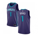 Men's Nike Jordan Charlotte Hornets #1 Muggsy Bogues Swingman Purple NBA Jersey Statement Edition