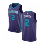 Men's Nike Jordan Charlotte Hornets #2 Larry Johnson Swingman Purple NBA Jersey Statement Edition