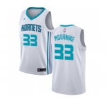 Men's Nike Jordan Charlotte Hornets #33 Alonzo Mourning Authentic White NBA Jersey - Association Edition