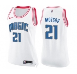 Women's Nike Orlando Magic #21 Timofey Mozgov Swingman White Pink Fashion NBA Jersey