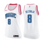 Women's Nike Orlando Magic #8 Mario Hezonja Swingman White Pink Fashion NBA Jersey