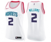 Women's Nike Charlotte Hornets #2 Marvin Williams Swingman White Pink Fashion NBA Jersey